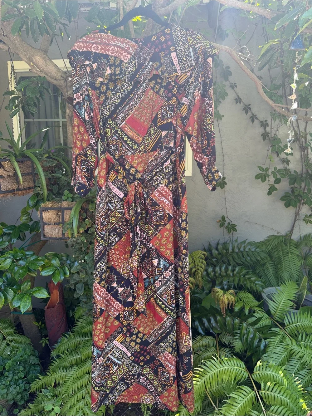 Free People Patchwork Paisley Maxi Dress in Brown, Black and Rust - Picture 4 of 7